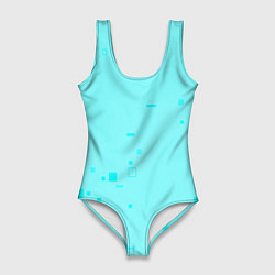 Купальник-боди 3D женский Color light blue shapes, цвет: 3D-принт