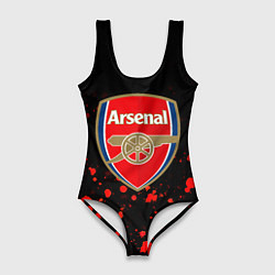 Купальник-боди 3D женский Арсенал красные краски всплеск, цвет: 3D-принт