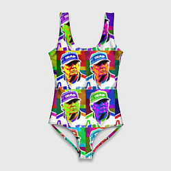 Купальник-боди 3D женский Donald Trump - pop art poster, цвет: 3D-принт