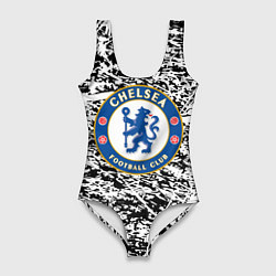 Купальник-боди 3D женский Челси штрихи красок, цвет: 3D-принт