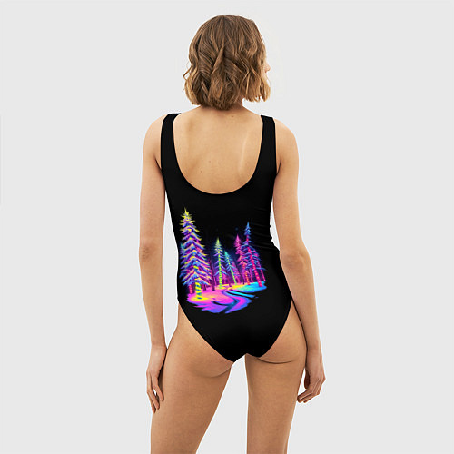 Женский купальник-боди Neon forest / 3D-принт – фото 4