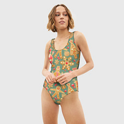 Купальник-боди 3D женский Имбирные пряники, цвет: 3D-принт — фото 2