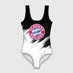 Купальник-боди 3D женский Бавария Мюнхен черно белые штрихи, цвет: 3D-принт