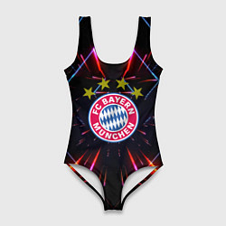 Купальник-боди 3D женский Бавария Мюнхен неоновая абстракция, цвет: 3D-принт