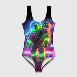 Купальник-боди 3D женский Космонавт Шрук в неоновом скафандре на загадочной, цвет: 3D-принт