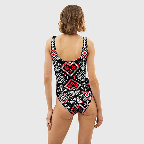 Женский купальник-боди Славянский орнамент обережный / 3D-принт – фото 4