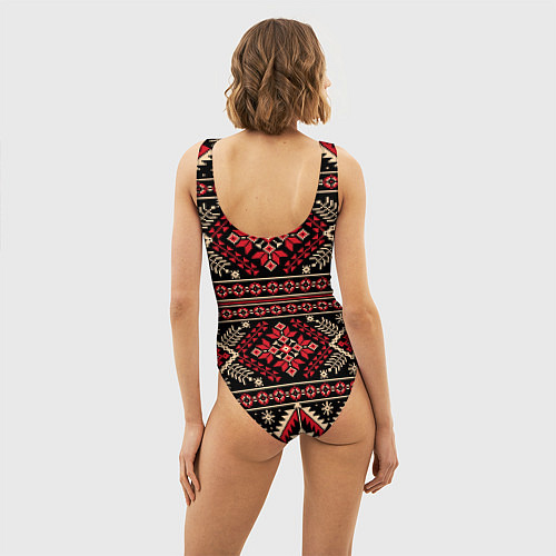 Женский купальник-боди Этнический славянский орнамент / 3D-принт – фото 4