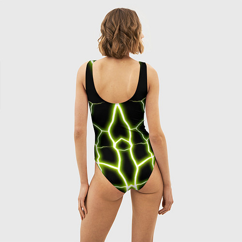 Женский купальник-боди Color green black / 3D-принт – фото 4