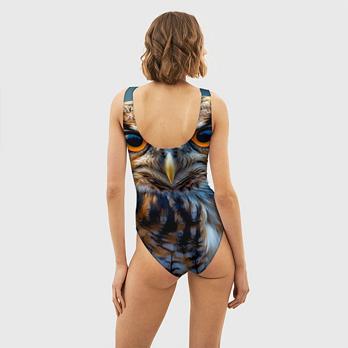 Женский купальник-боди Лунная сова в лесу / 3D-принт – фото 4