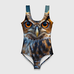 Женский купальник-боди Лунная сова в лесу