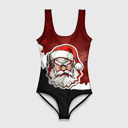 Купальник-боди 3D женский Злой дед мороз красный и черный, цвет: 3D-принт