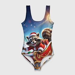 Женский купальник-боди Енот в санях