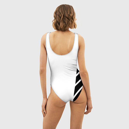 Женский купальник-боди Ювентус полосы геометрия текстура / 3D-принт – фото 4