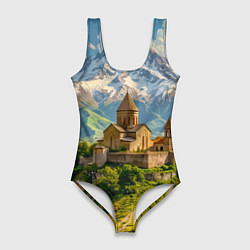 Женский купальник-боди Храм у подножия вечных вершин