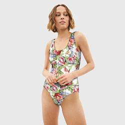 Купальник-боди 3D женский Цветы, цвет: 3D-принт — фото 2