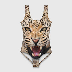 Купальник-боди 3D женский Взгляд леопарда, цвет: 3D-принт