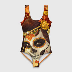 Женский купальник-боди Девушка. Сахарный череп