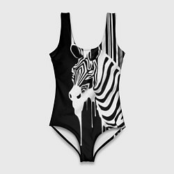 Купальник-боди 3D женский Жидкая зебра, цвет: 3D-принт