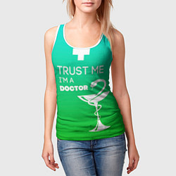 Майка-безрукавка женская Trust me, i'm a doctor, цвет: 3D-белый — фото 2