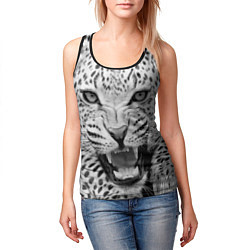 Майка-безрукавка женская Белый леопард, цвет: 3D-черный — фото 2