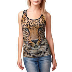 Майка-безрукавка женская Грустный леопард, цвет: 3D-черный — фото 2