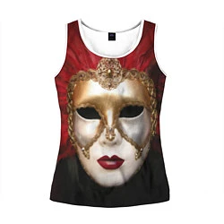 Майка-безрукавка женская Венецианская маска, цвет: 3D-белый