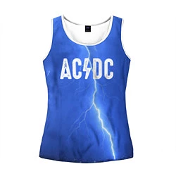 Майка-безрукавка женская AC/DC: Lightning, цвет: 3D-белый