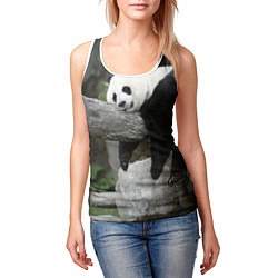 Майка-безрукавка женская Большая уставшая панда, цвет: 3D-белый — фото 2