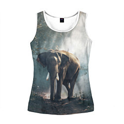 Майка-безрукавка женская Слон в лесу, цвет: 3D-белый