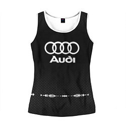 Майка-безрукавка женская Audi: Black Abstract, цвет: 3D-белый