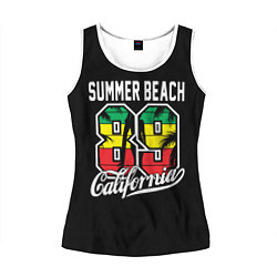 Майка-безрукавка женская Summer Beach 89, цвет: 3D-белый
