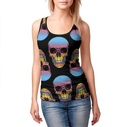 Майка-безрукавка женская Neon skull!, цвет: 3D-черный — фото 2