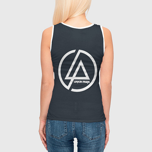 Женская майка без рукавов ЧЕСТЕР ЛИНКИН ПАРК ЛОГО СПИНА Z / 3D-Белый – фото 4
