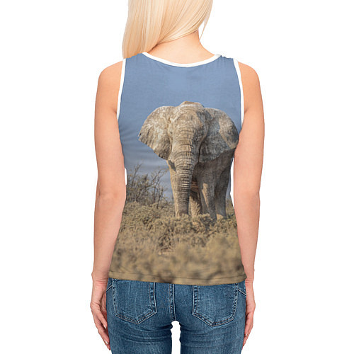 Женская майка без рукавов Африканский белый слон / 3D-Белый – фото 4