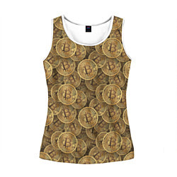 Майка-безрукавка женская Bitcoins, цвет: 3D-белый