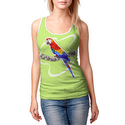 Майка-безрукавка женская Яркий попугай Ара, цвет: 3D-белый — фото 2