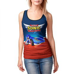 Майка-безрукавка женская Team Sonic Racing - Ёжик и его точило, цвет: 3D-черный — фото 2