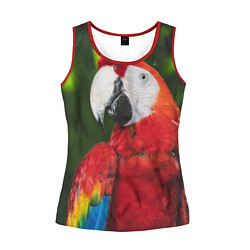 Майка-безрукавка женская Красный попугай Ара, цвет: 3D-красный