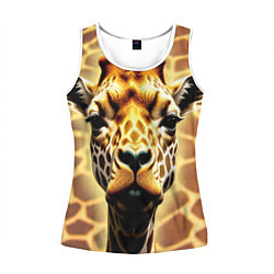 Майка-безрукавка женская Жирафа, цвет: 3D-белый