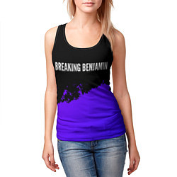 Майка-безрукавка женская Breaking Benjamin purple grunge, цвет: 3D-черный — фото 2