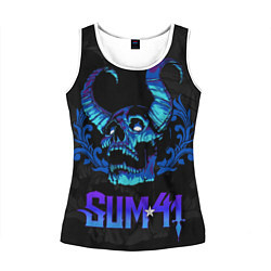 Майка-безрукавка женская Sum41 horns skull, цвет: 3D-белый