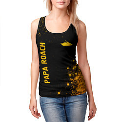 Майка-безрукавка женская Papa Roach - gold gradient: надпись, символ, цвет: 3D-черный — фото 2
