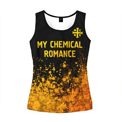 Майка-безрукавка женская My Chemical Romance - gold gradient: символ сверху, цвет: 3D-черный