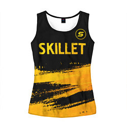 Майка-безрукавка женская Skillet - gold gradient: символ сверху, цвет: 3D-черный