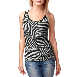 Майка-безрукавка женская Шкура зебры черно - белая графика, цвет: 3D-черный — фото 2
