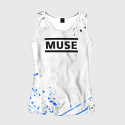 Майка-безрукавка женская MUSE рок стиль краски, цвет: 3D-белый