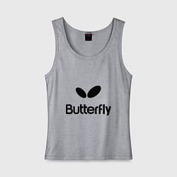 Майка женская хлопок Butterfly Logo, цвет: меланж