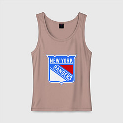 Майка женская хлопок New York Rangers, цвет: пыльно-розовый