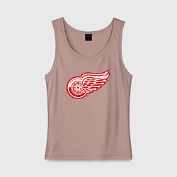 Майка женская хлопок Detroit Red Wings, цвет: пыльно-розовый