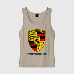 Майка женская хлопок Porsche Stuttgart, цвет: миндальный
